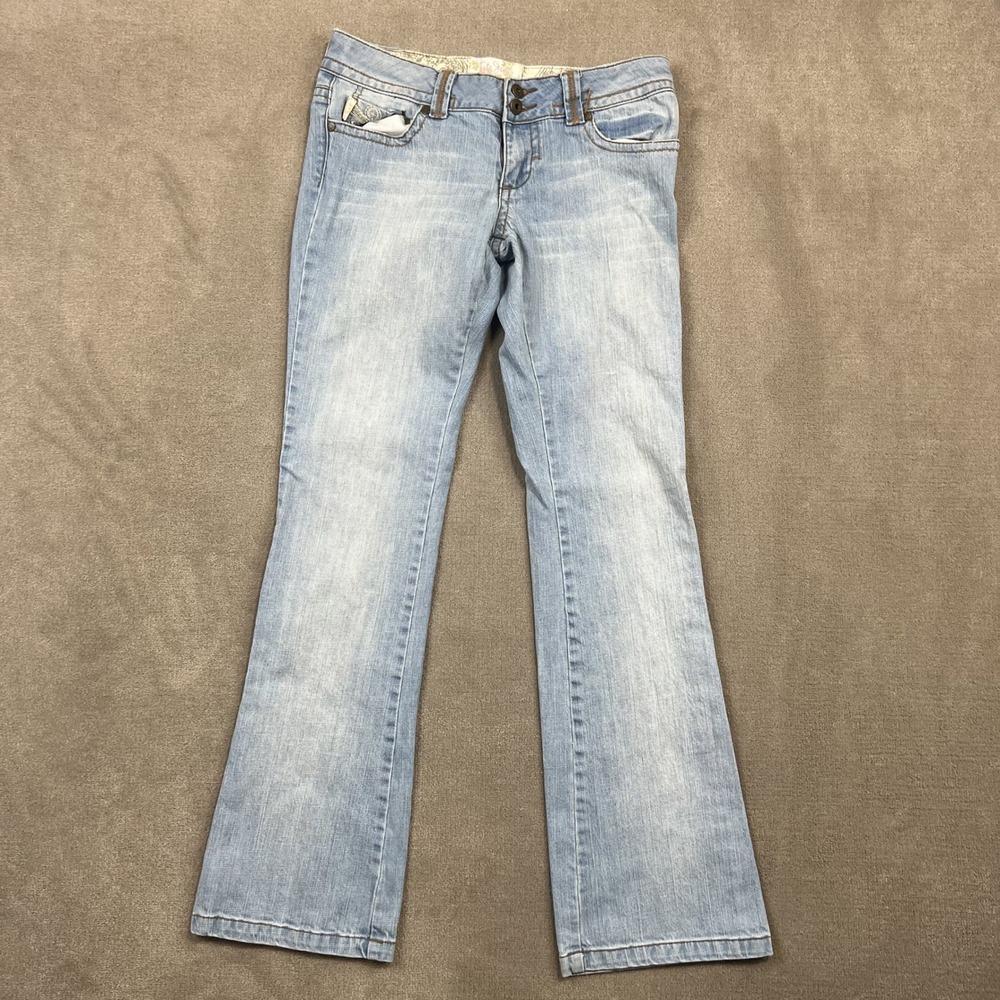 Tyte Jeans Women 9 Light Wash Bootcut Denim Y2K Embroidered Rhinestone Low Rise